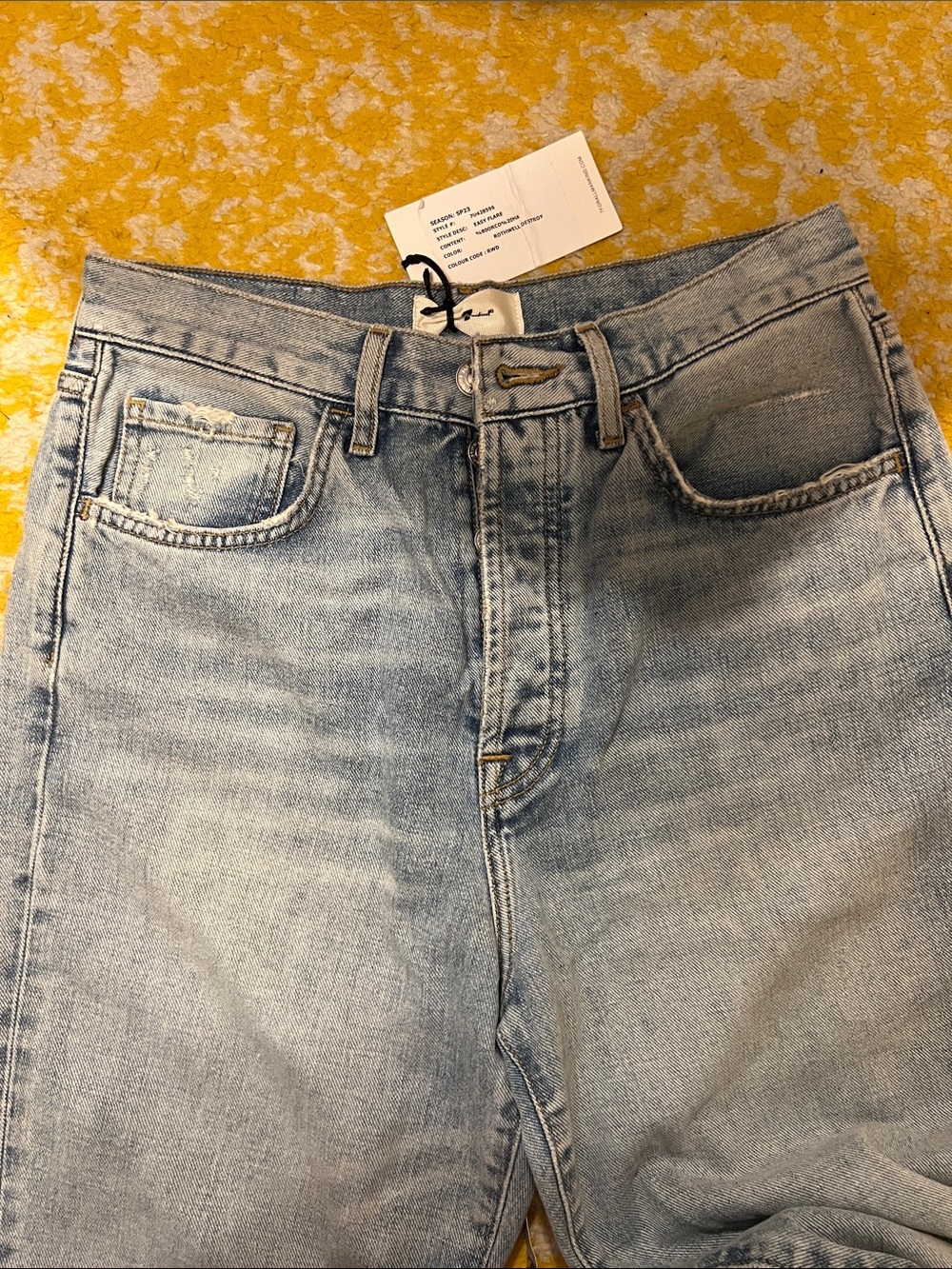 7 For All Mankind Light Blue Distressed Wide Leg Jeans - Picture 5 of 6